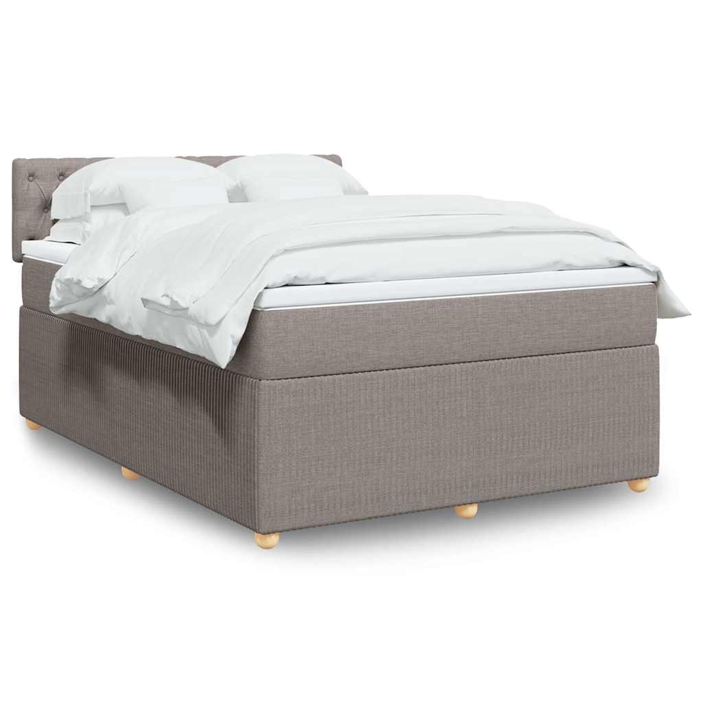 Boxspring met matras stof taupe 140x200 cm – afbeelding 1