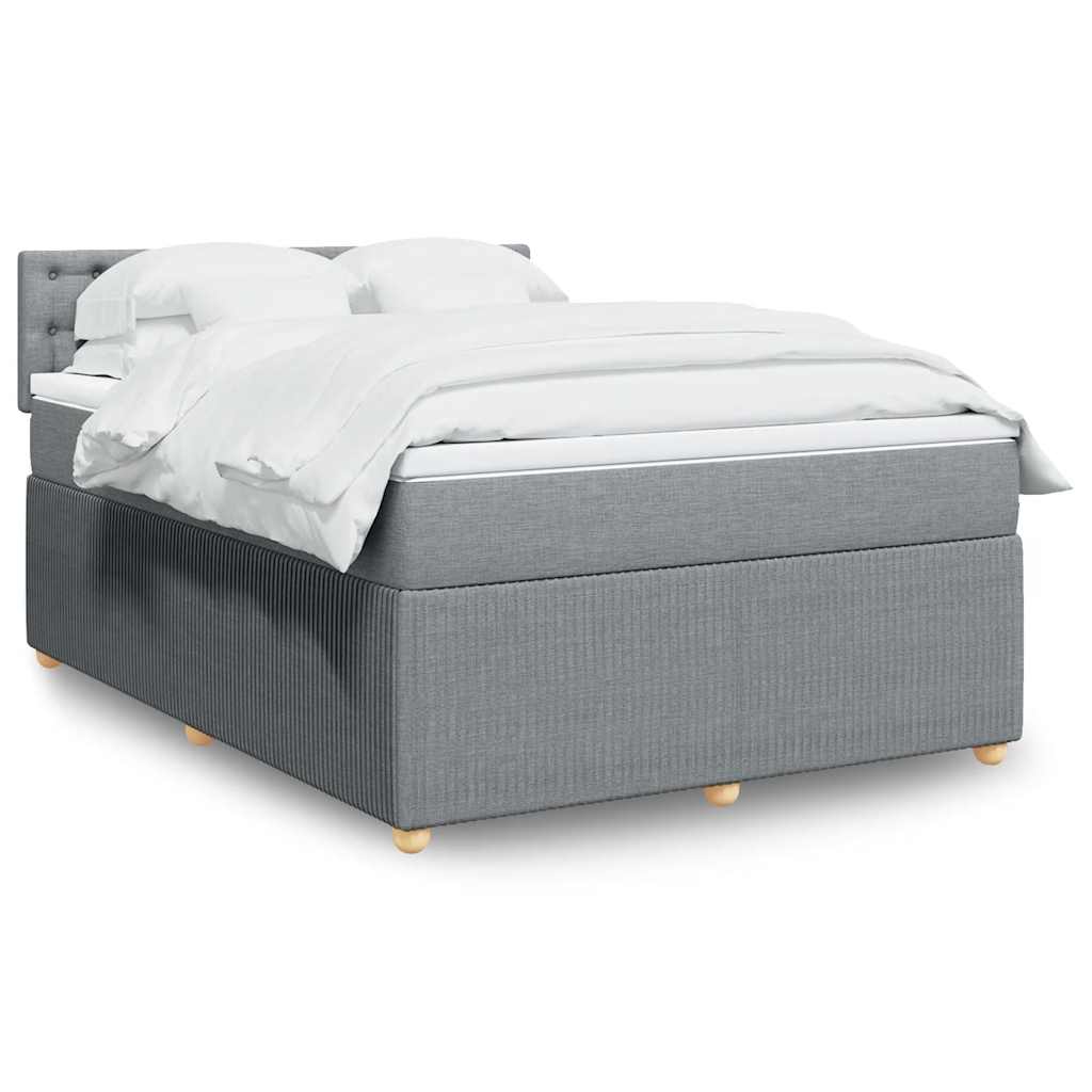 Boxspring met matras stof lichtgrijs 140x200 cm – afbeelding 1