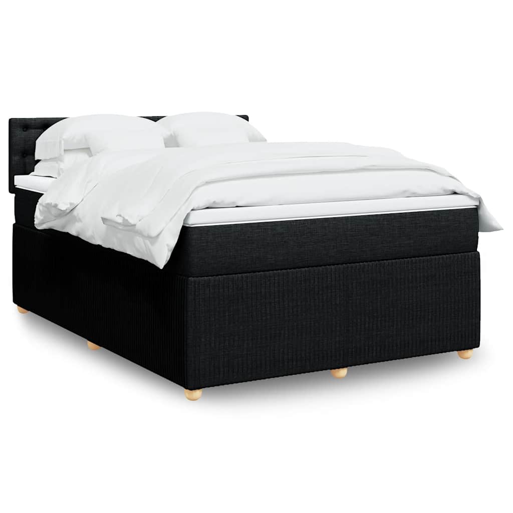 Boxspring met matras stof zwart 140x200 cm – afbeelding 1