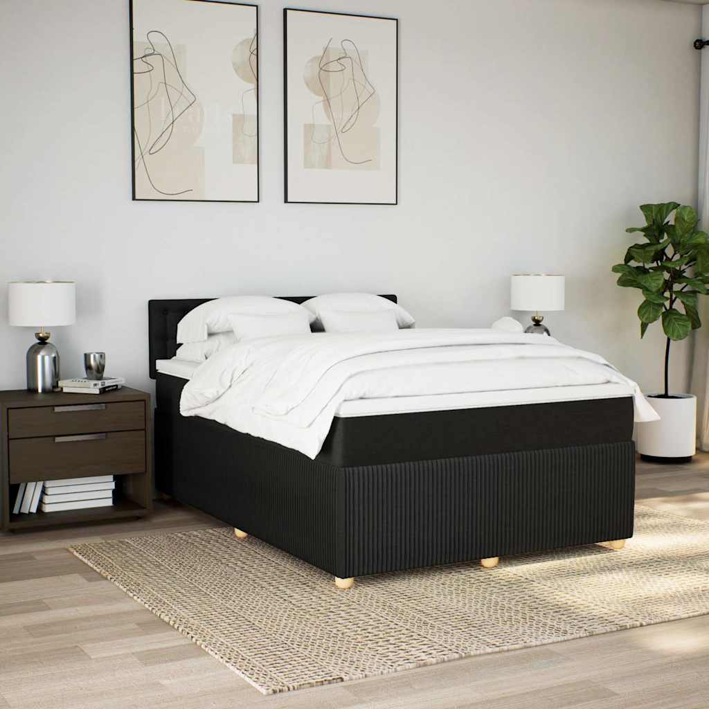 Boxspring met matras stof zwart 140x200 cm – afbeelding 4