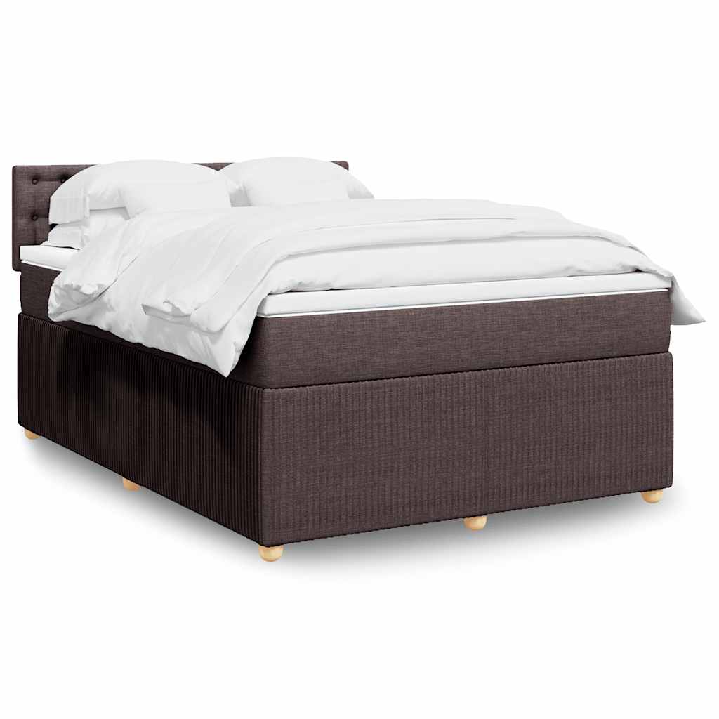 Boxspring met matras stof donkerbruin 140x200 cm – afbeelding 1