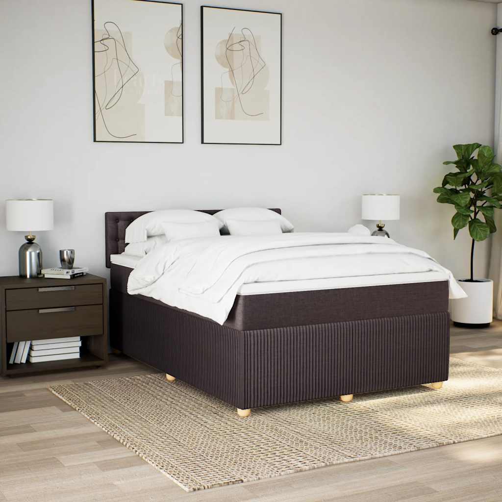 Boxspring met matras stof donkerbruin 140x200 cm – afbeelding 4
