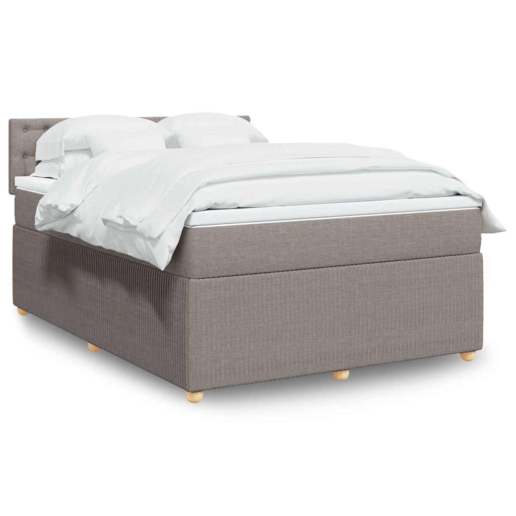 Boxspring met matras stof taupe 140x200 cm – afbeelding 1