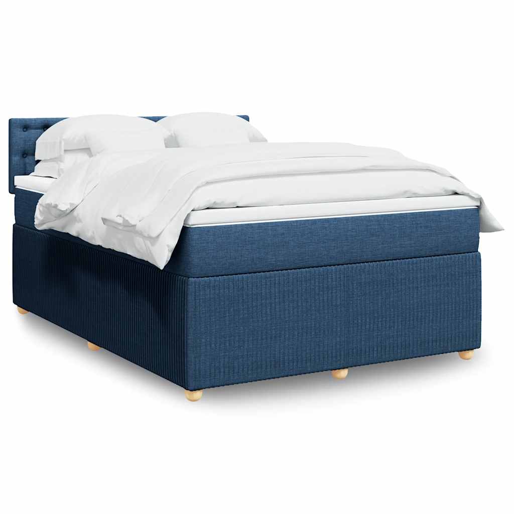 Boxspring met matras stof blauw 140x200 cm – afbeelding 1