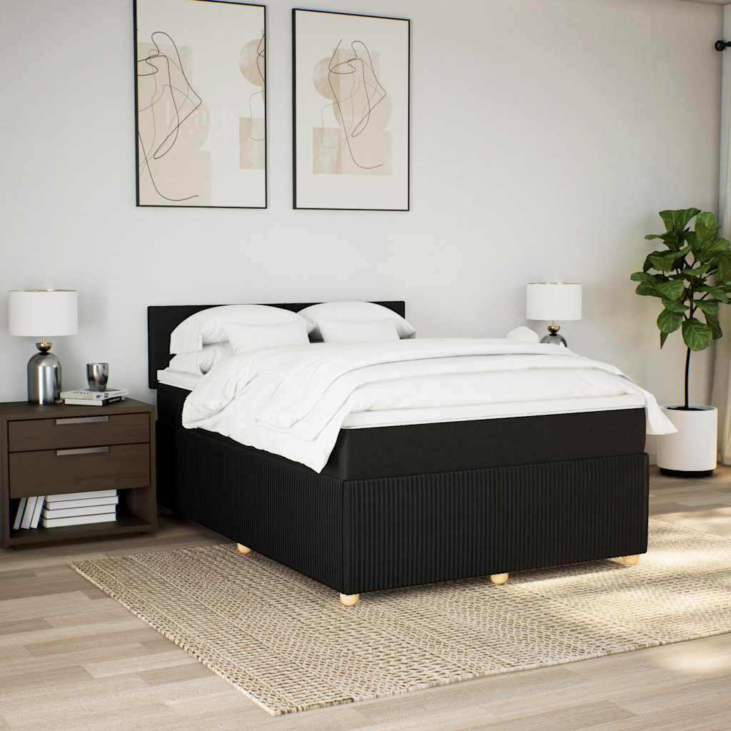 Boxspring met matras stof zwart 160x200 cm – afbeelding 4