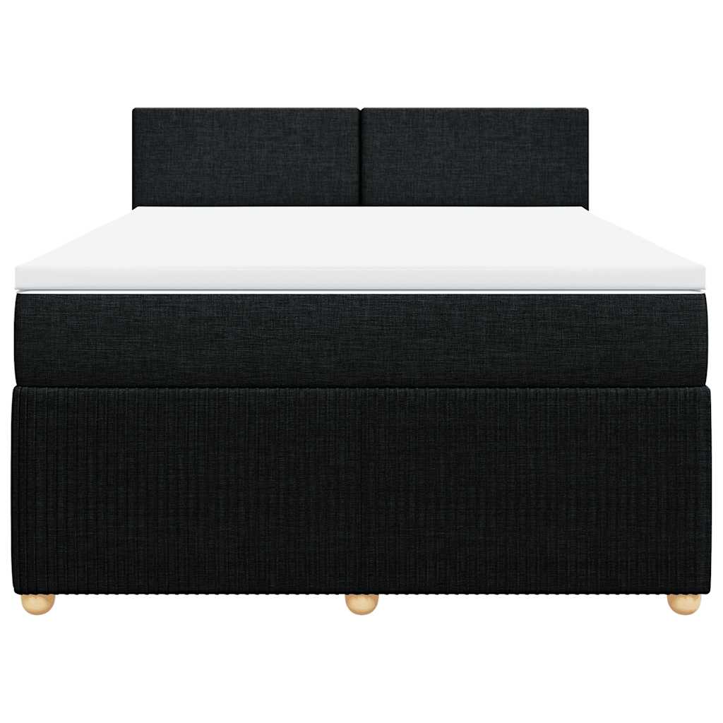 Boxspring met matras stof zwart 160x200 cm – afbeelding 6