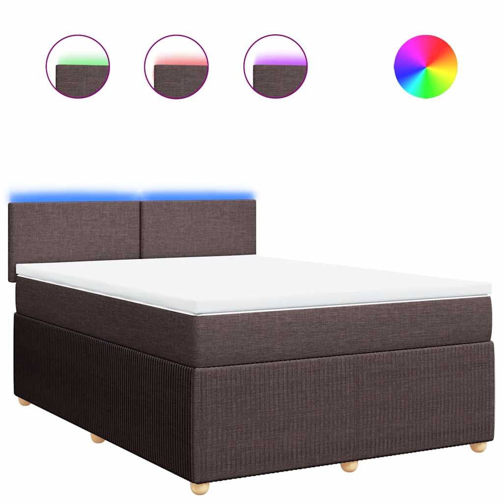 Boxspring met matras stof donkerbruin 160x200 cm – afbeelding 2