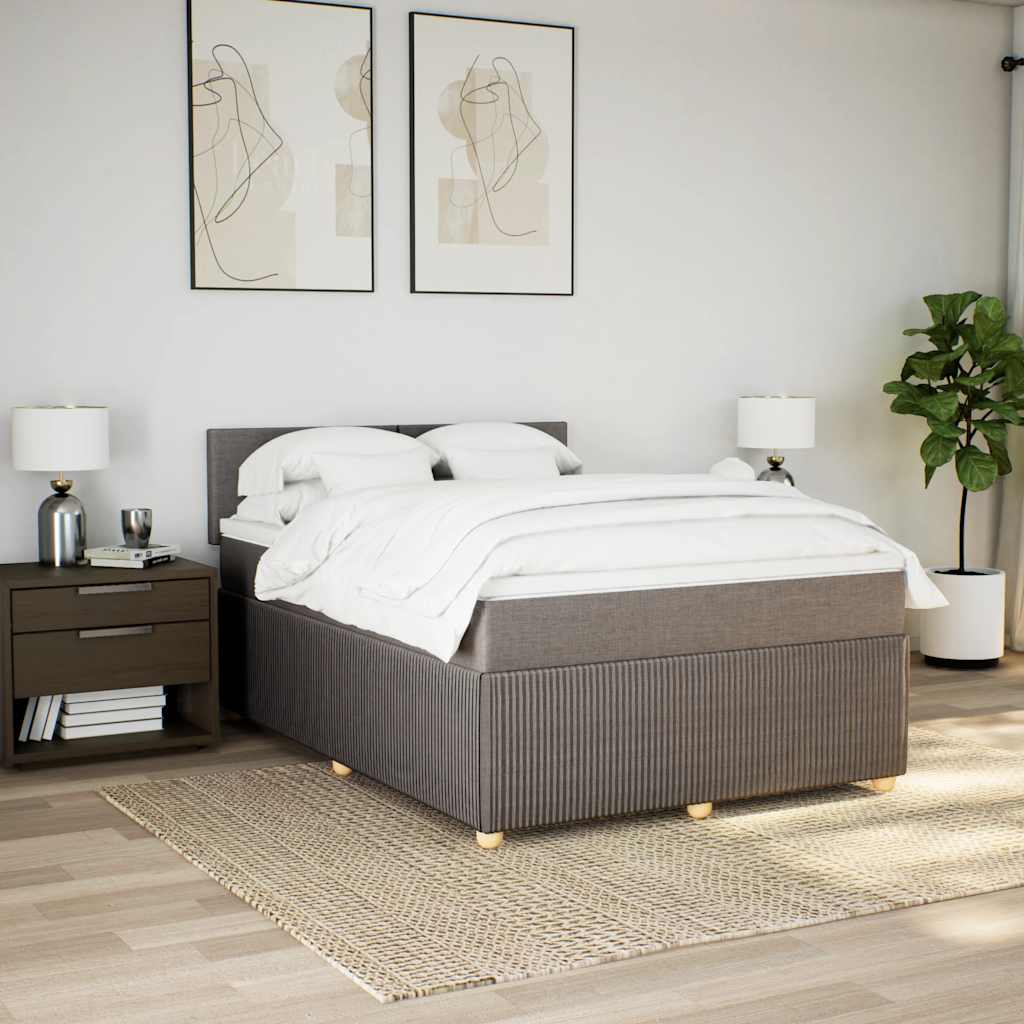 Boxspring met matras stof taupe 160x200 cm – afbeelding 4