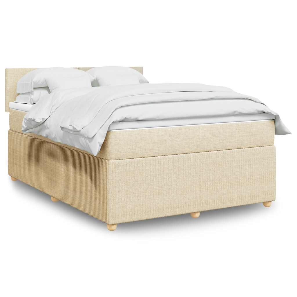 Boxspring met matras stof crèmekleurig 160x200 cm – afbeelding 1