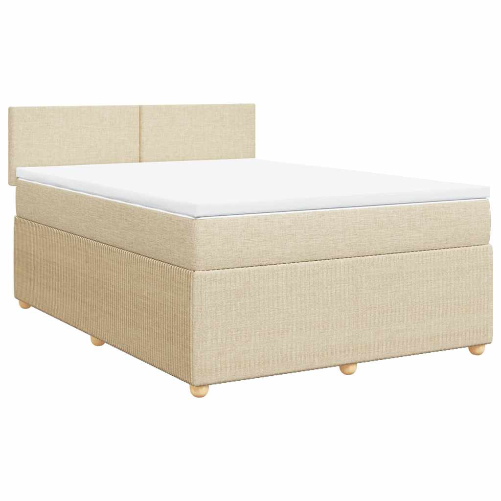Boxspring met matras stof crèmekleurig 160x200 cm – afbeelding 3