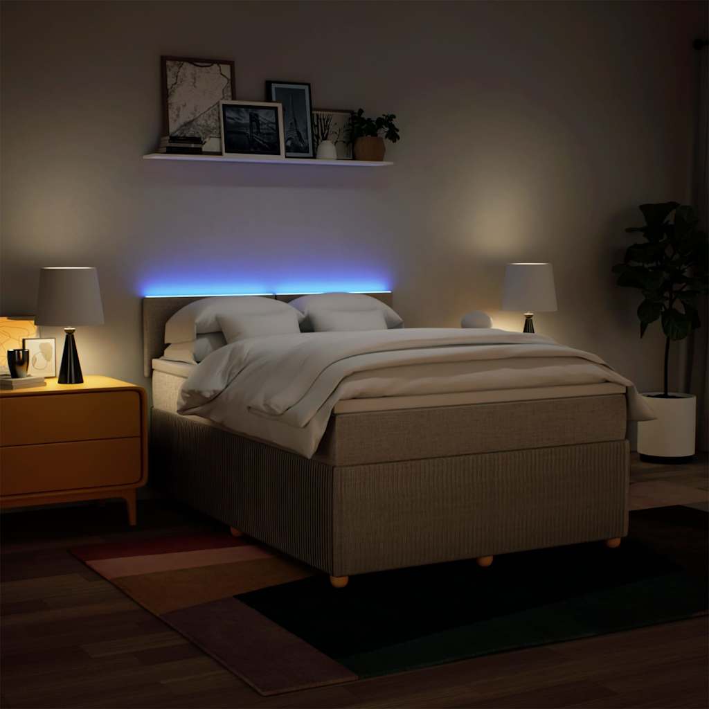 Boxspring met matras stof crèmekleurig 160x200 cm – afbeelding 5