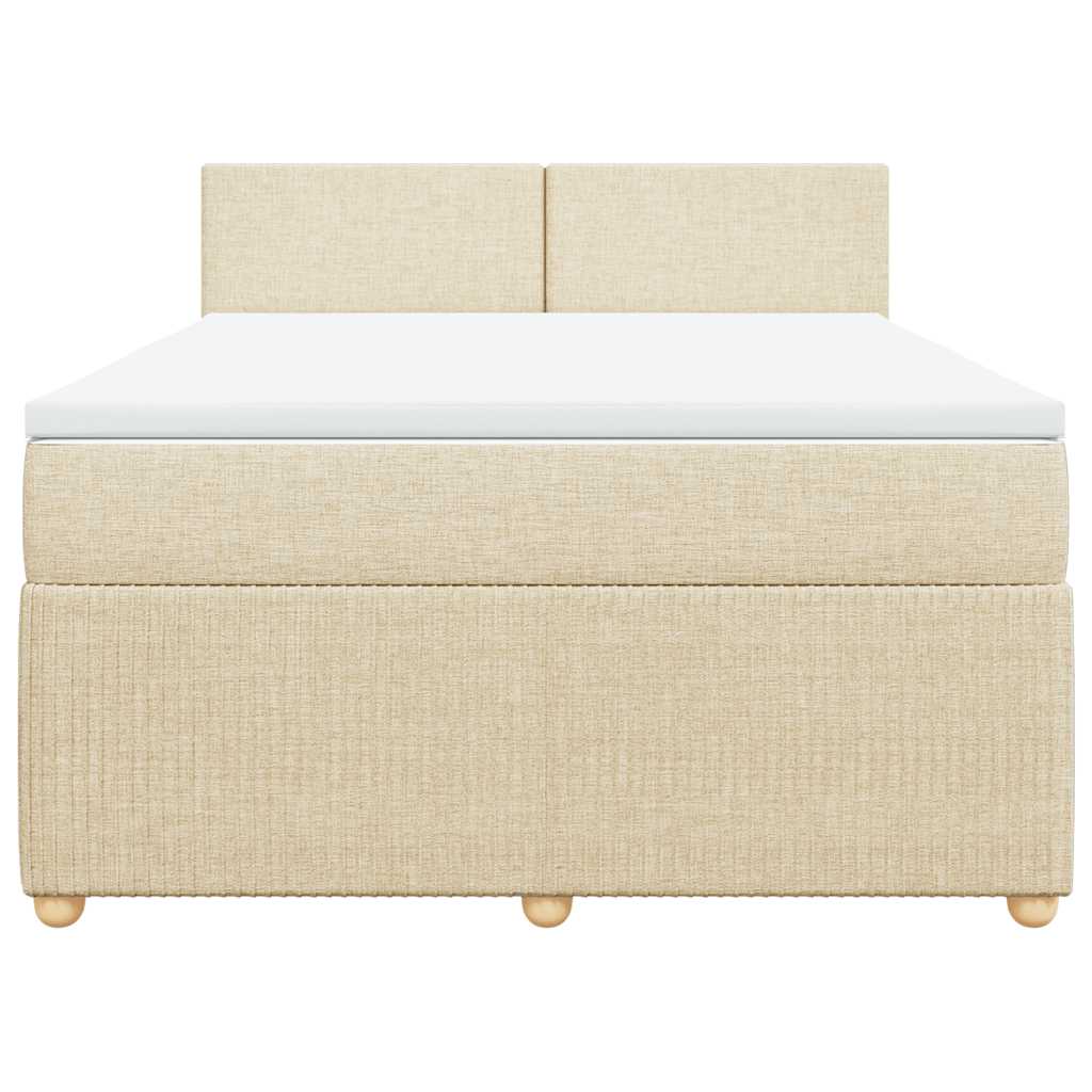 Boxspring met matras stof crèmekleurig 160x200 cm – afbeelding 6