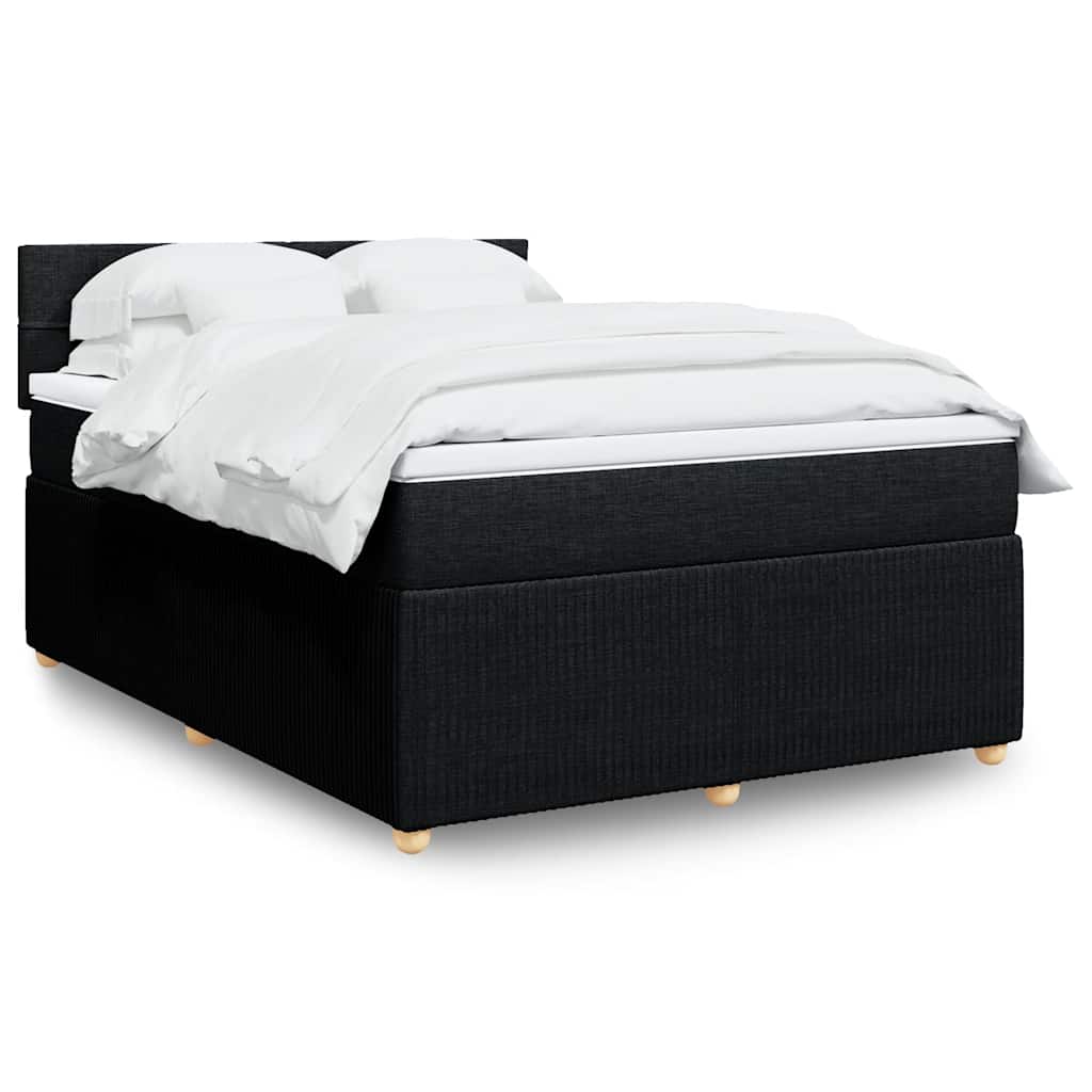 Boxspring met matras stof zwart 160x200 cm – afbeelding 1
