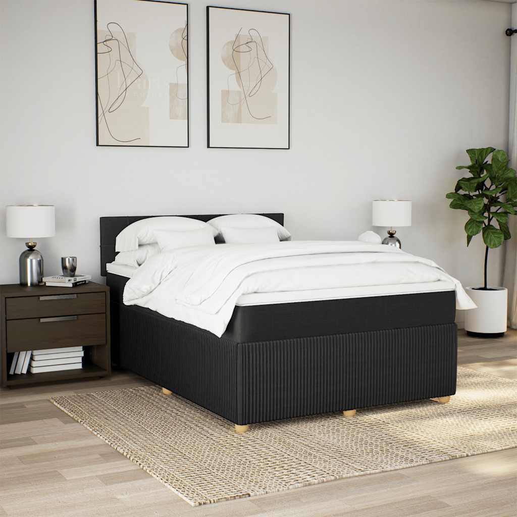Boxspring met matras stof zwart 160x200 cm – afbeelding 4