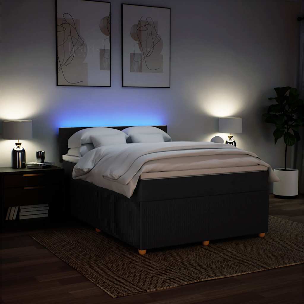 Boxspring met matras stof zwart 160x200 cm – afbeelding 5