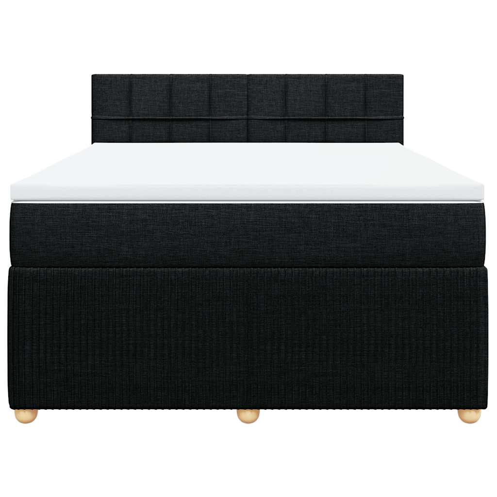 Boxspring met matras stof zwart 160x200 cm – afbeelding 6