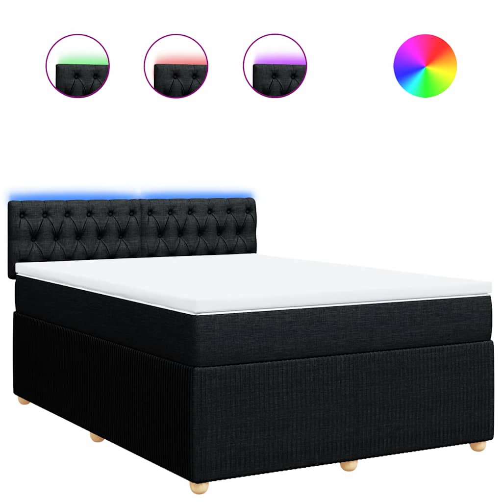 Boxspring met matras stof zwart 160x200 cm – afbeelding 2