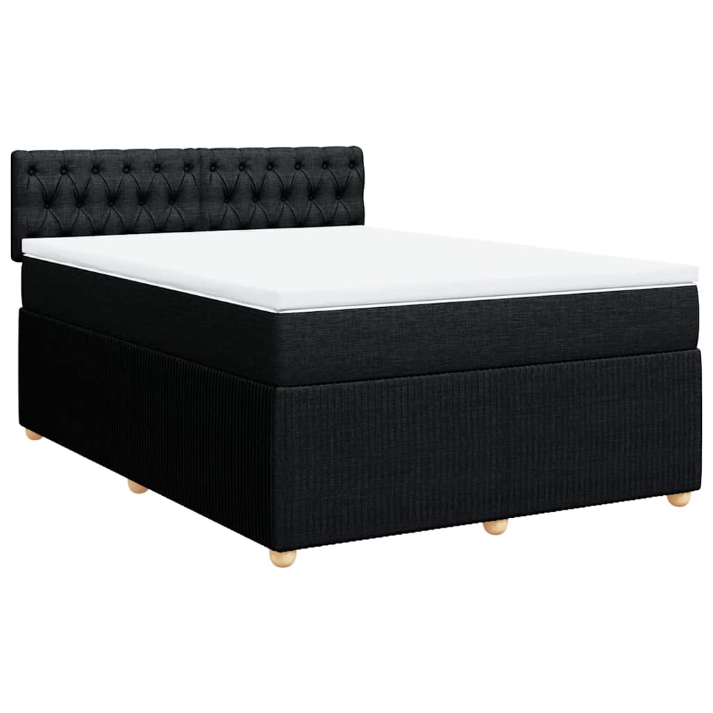 Boxspring met matras stof zwart 160x200 cm – afbeelding 3