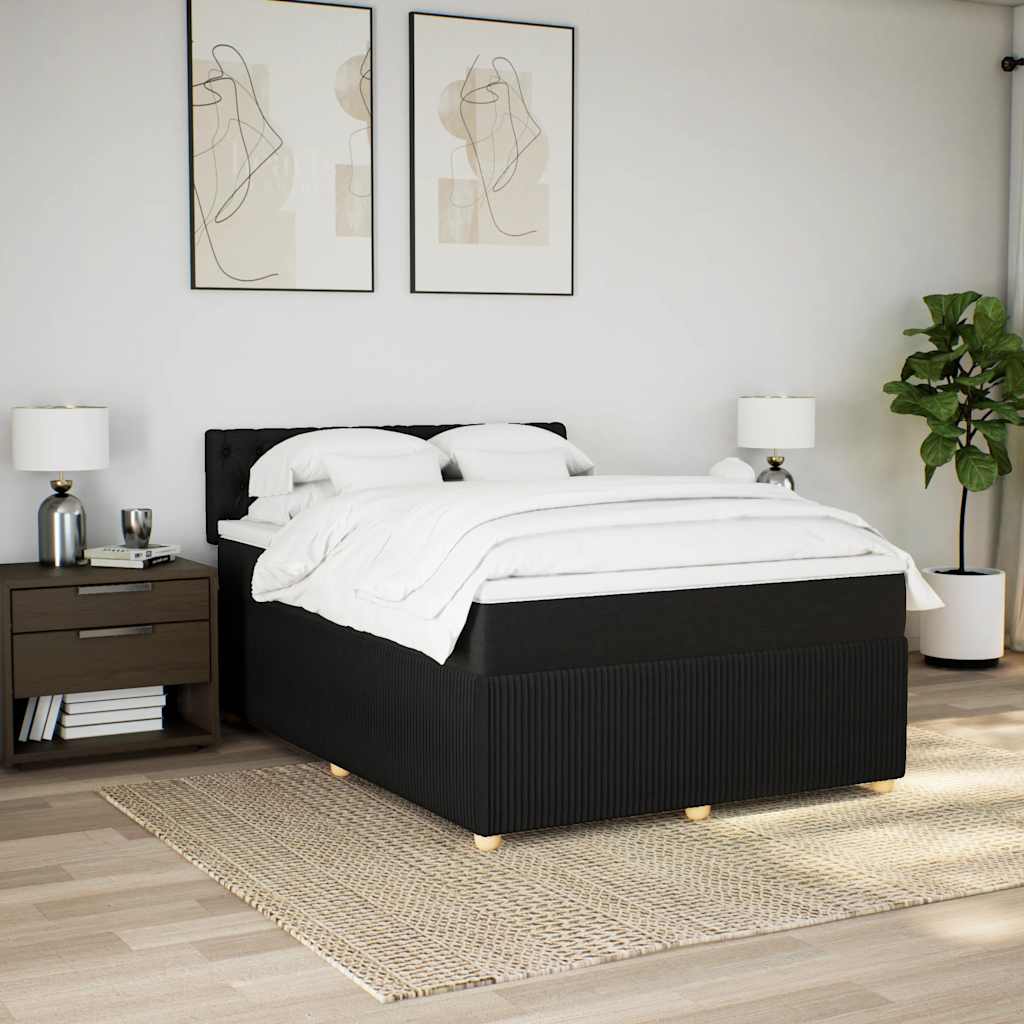 Boxspring met matras stof zwart 160x200 cm – afbeelding 4