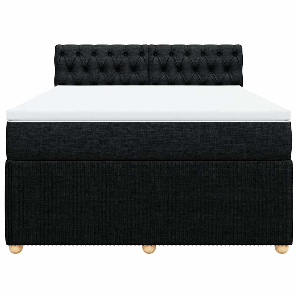 Boxspring met matras stof zwart 160x200 cm – afbeelding 6