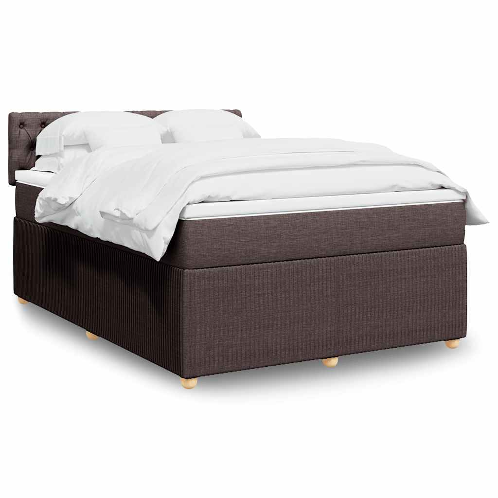 Boxspring met matras stof donkerbruin 160x200 cm – afbeelding 1