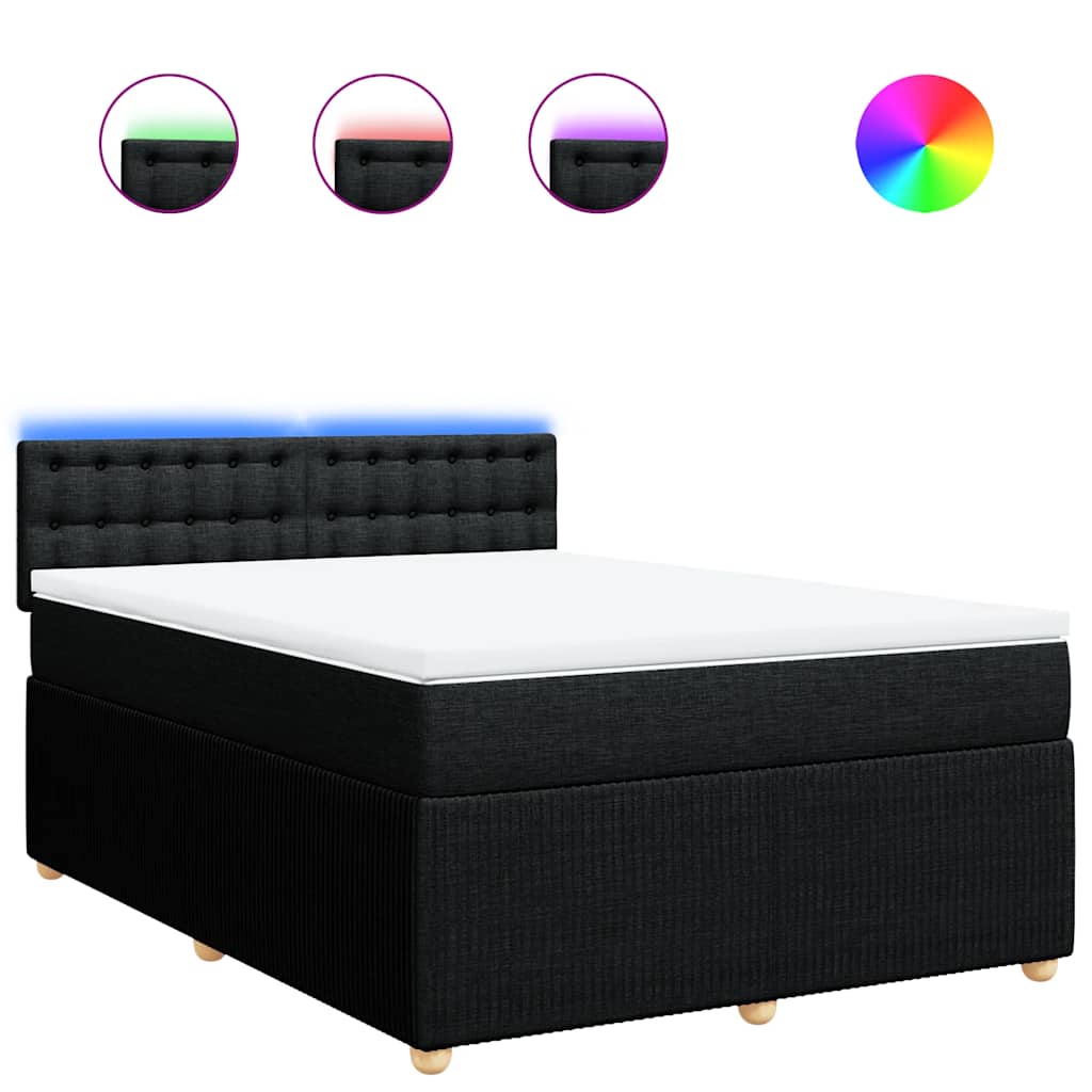 Boxspring met matras stof zwart 160x200 cm – afbeelding 2