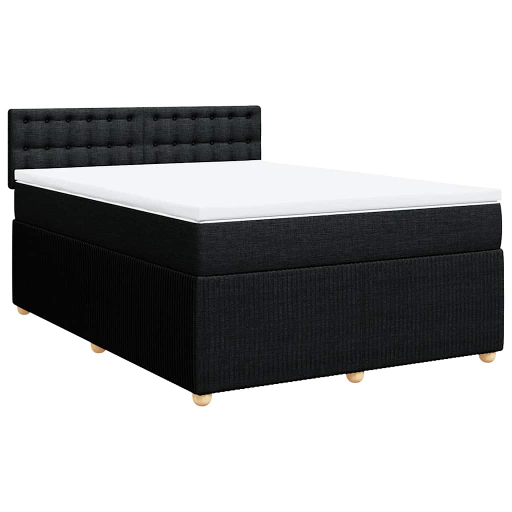 Boxspring met matras stof zwart 160x200 cm – afbeelding 3