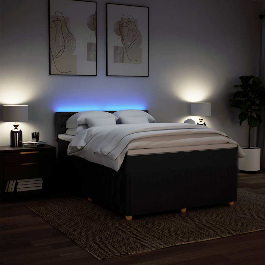 Boxspring met matras stof zwart 160x200 cm – afbeelding 5