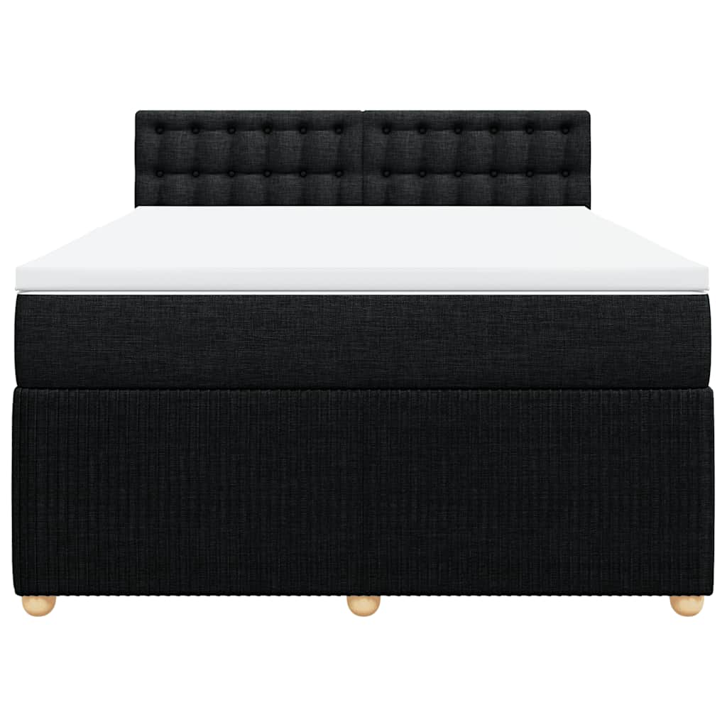 Boxspring met matras stof zwart 160x200 cm – afbeelding 6