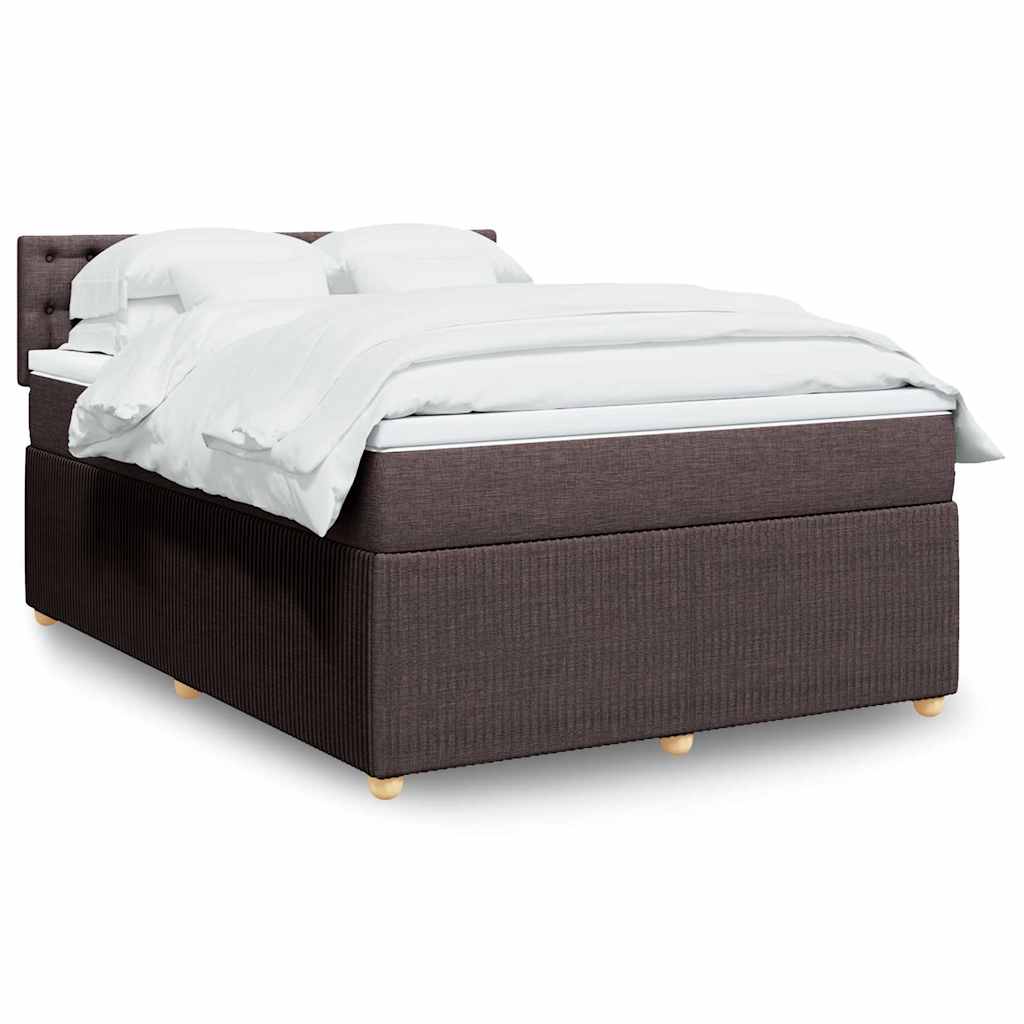 Boxspring met matras stof donkerbruin 160x200 cm – afbeelding 1