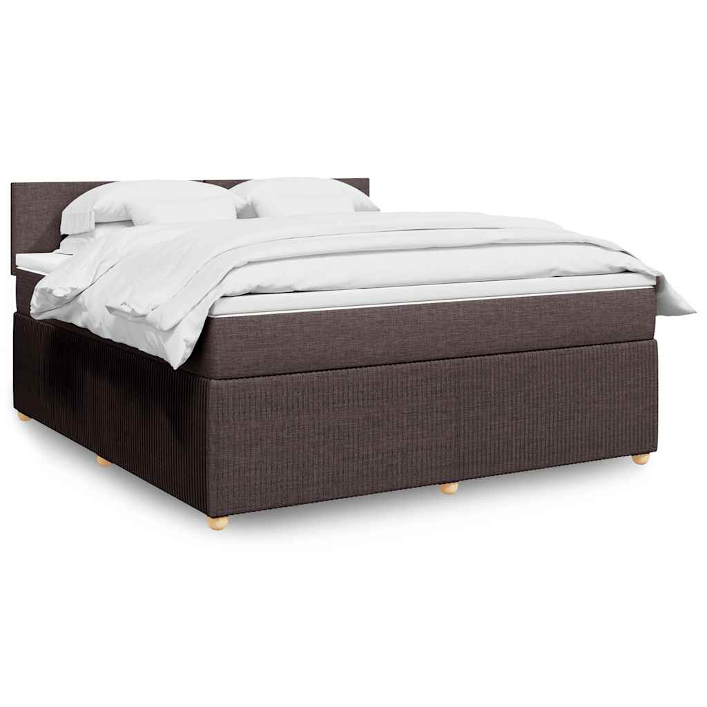 Boxspring met matras stof donkerbruin 180x200 cm – afbeelding 1
