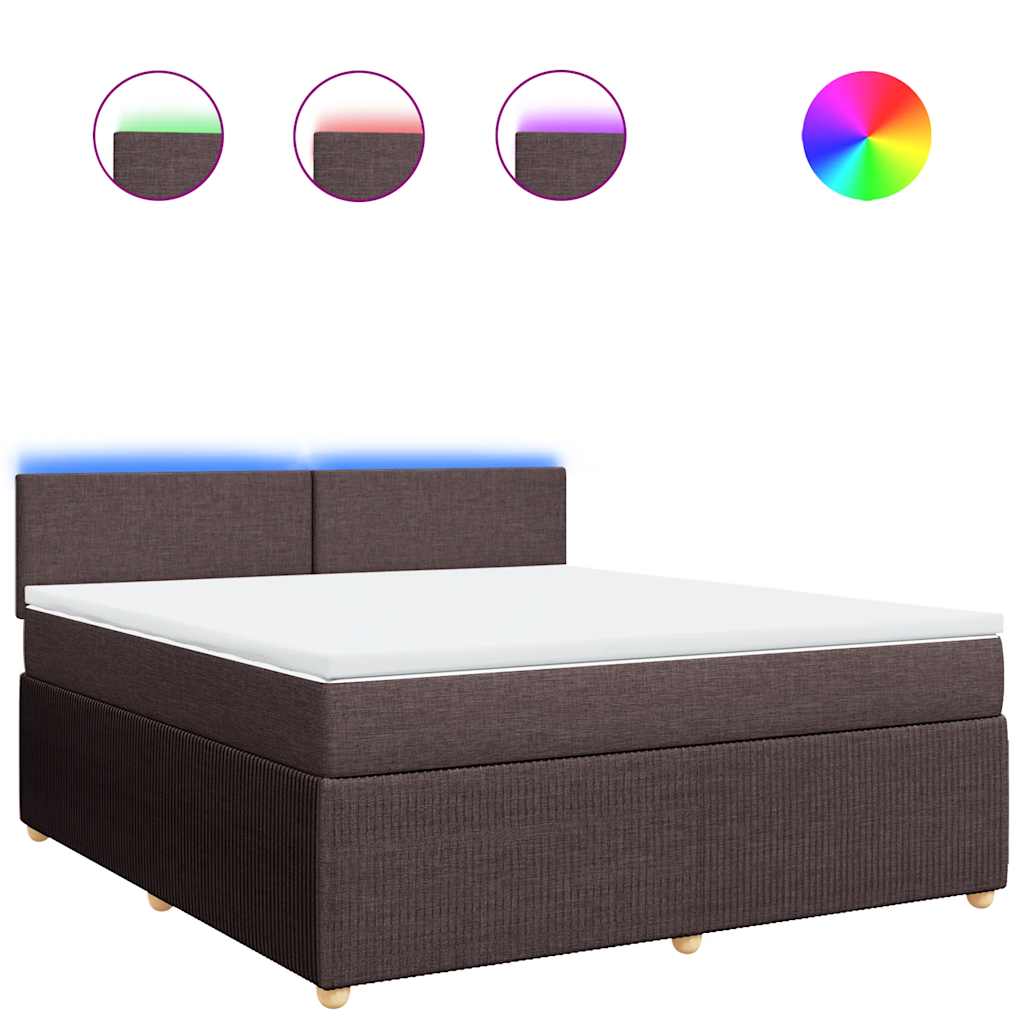 Boxspring met matras stof donkerbruin 180x200 cm – afbeelding 2