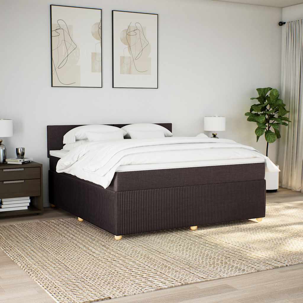 Boxspring met matras stof donkerbruin 180x200 cm – afbeelding 4
