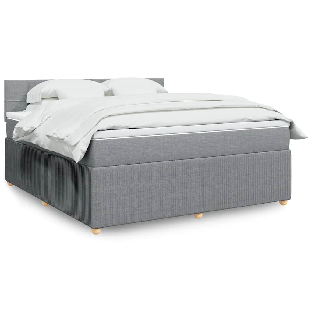 Boxspring met matras stof lichtgrijs 180x200 cm – afbeelding 1