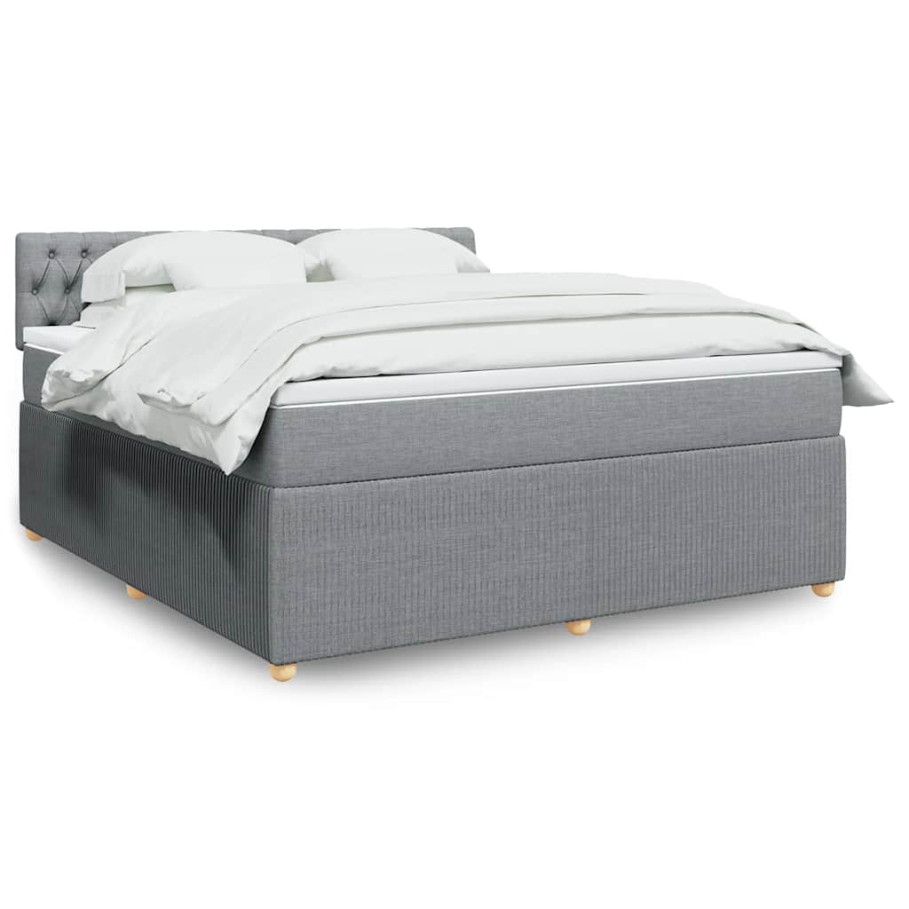 Boxspring met matras stof lichtgrijs 180x200 cm – afbeelding 1