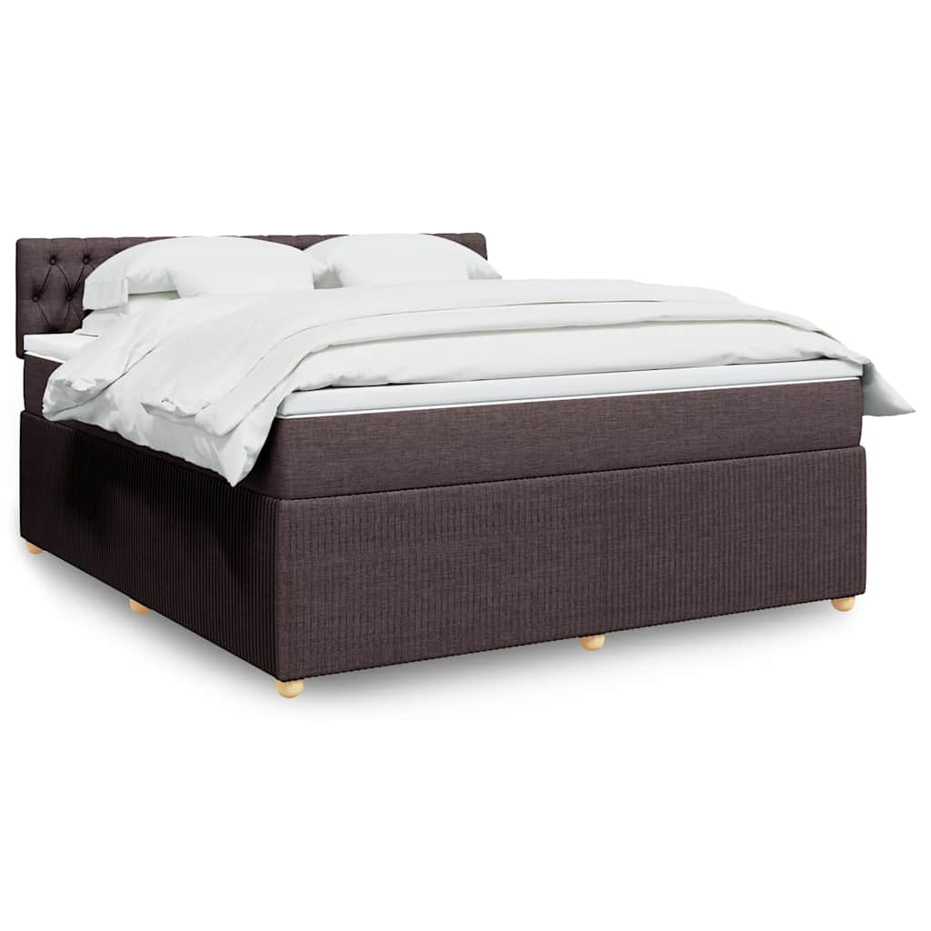 Boxspring met matras stof donkerbruin 180x200 cm – afbeelding 1