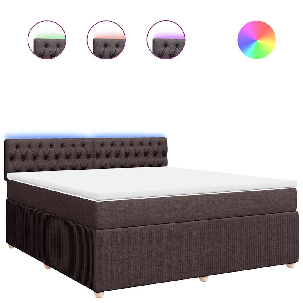 Boxspring met matras stof donkerbruin 180x200 cm – afbeelding 2