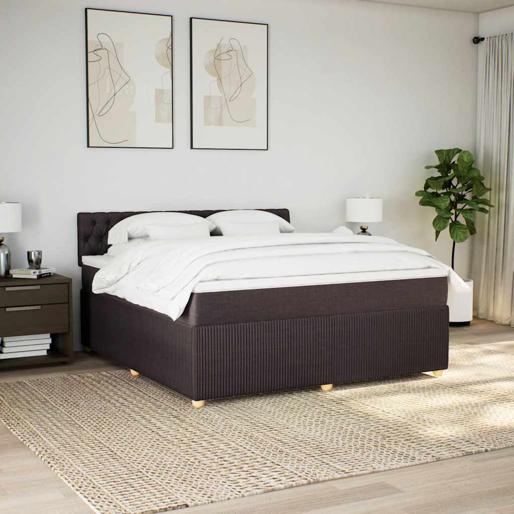 Boxspring met matras stof donkerbruin 180x200 cm – afbeelding 4