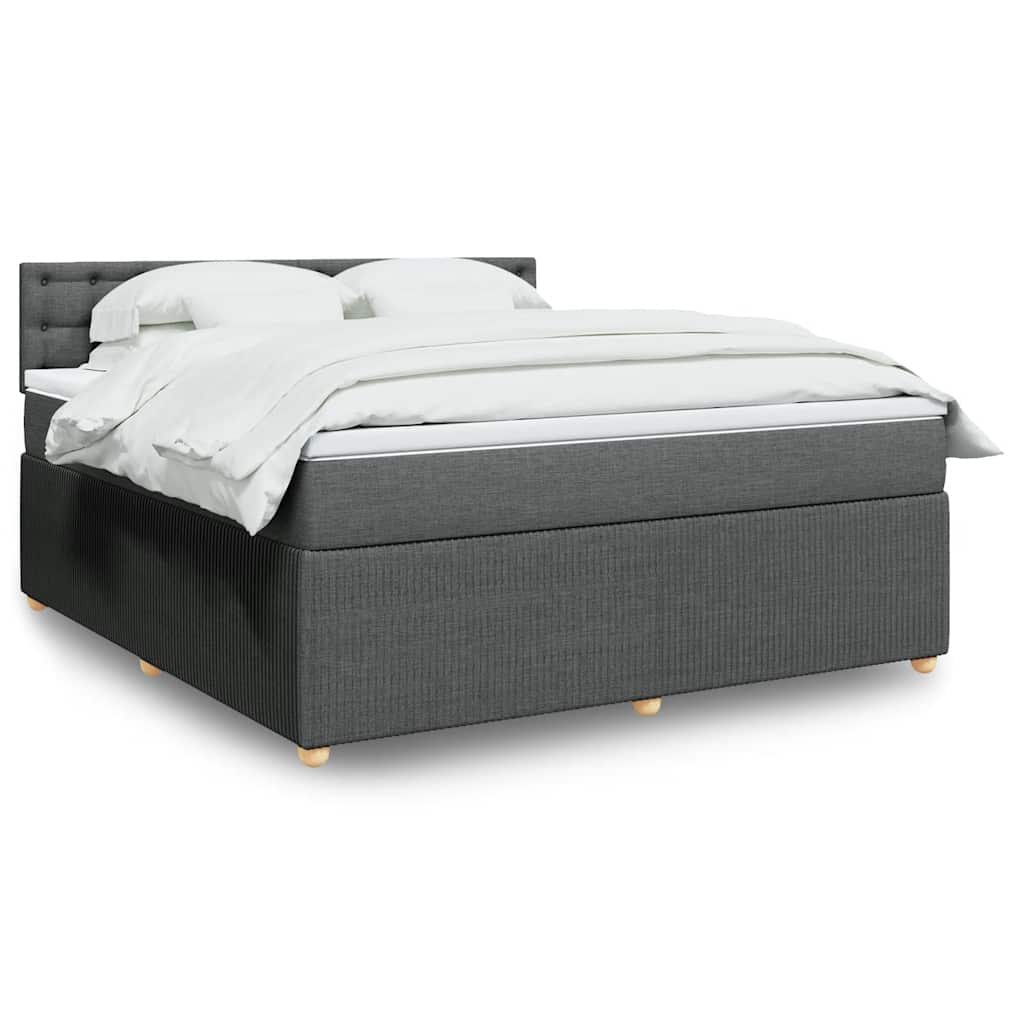 Boxspring met matras stof donkergrijs 180x200 cm – afbeelding 1