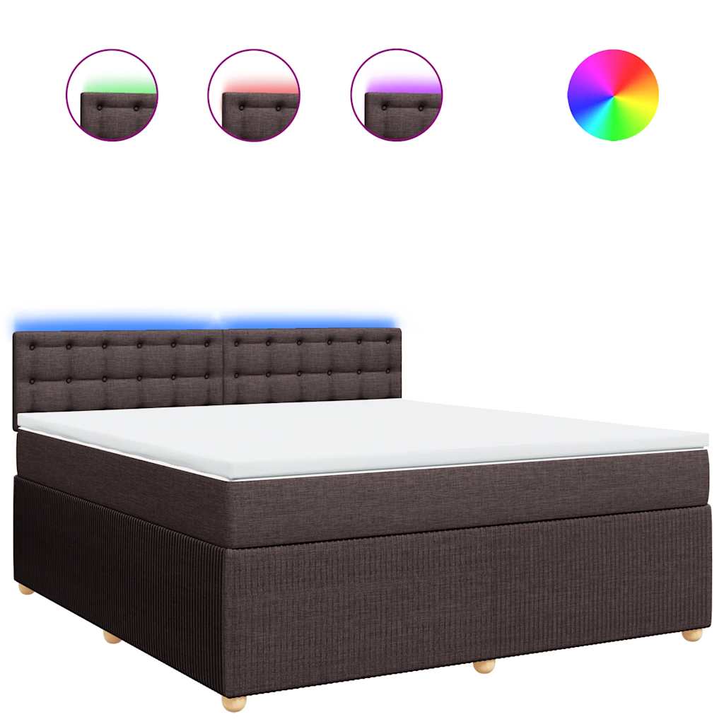 Boxspring met matras stof donkerbruin 180x200 cm – afbeelding 2