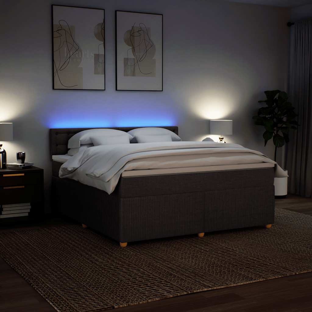 Boxspring met matras stof donkerbruin 180x200 cm – afbeelding 5