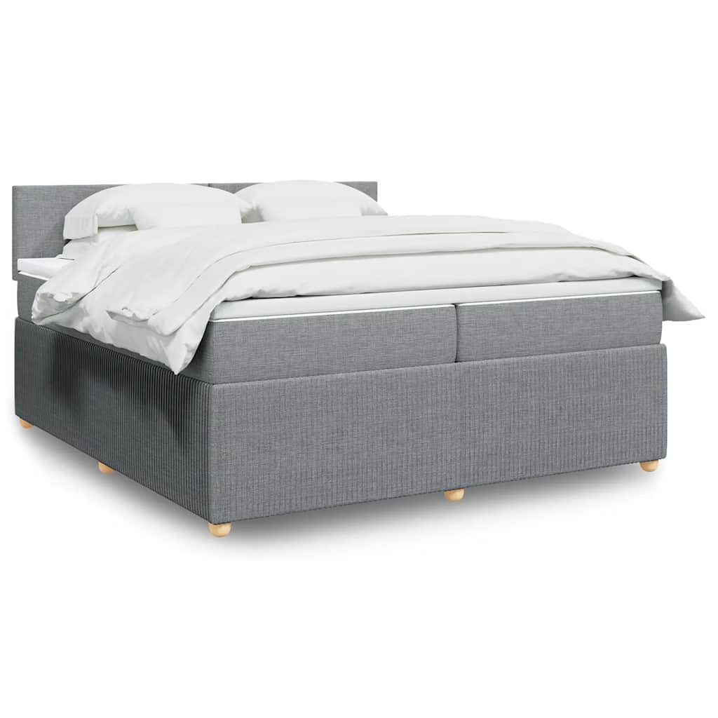 Boxspring met matras stof lichtgrijs 200x200 cm – afbeelding 1