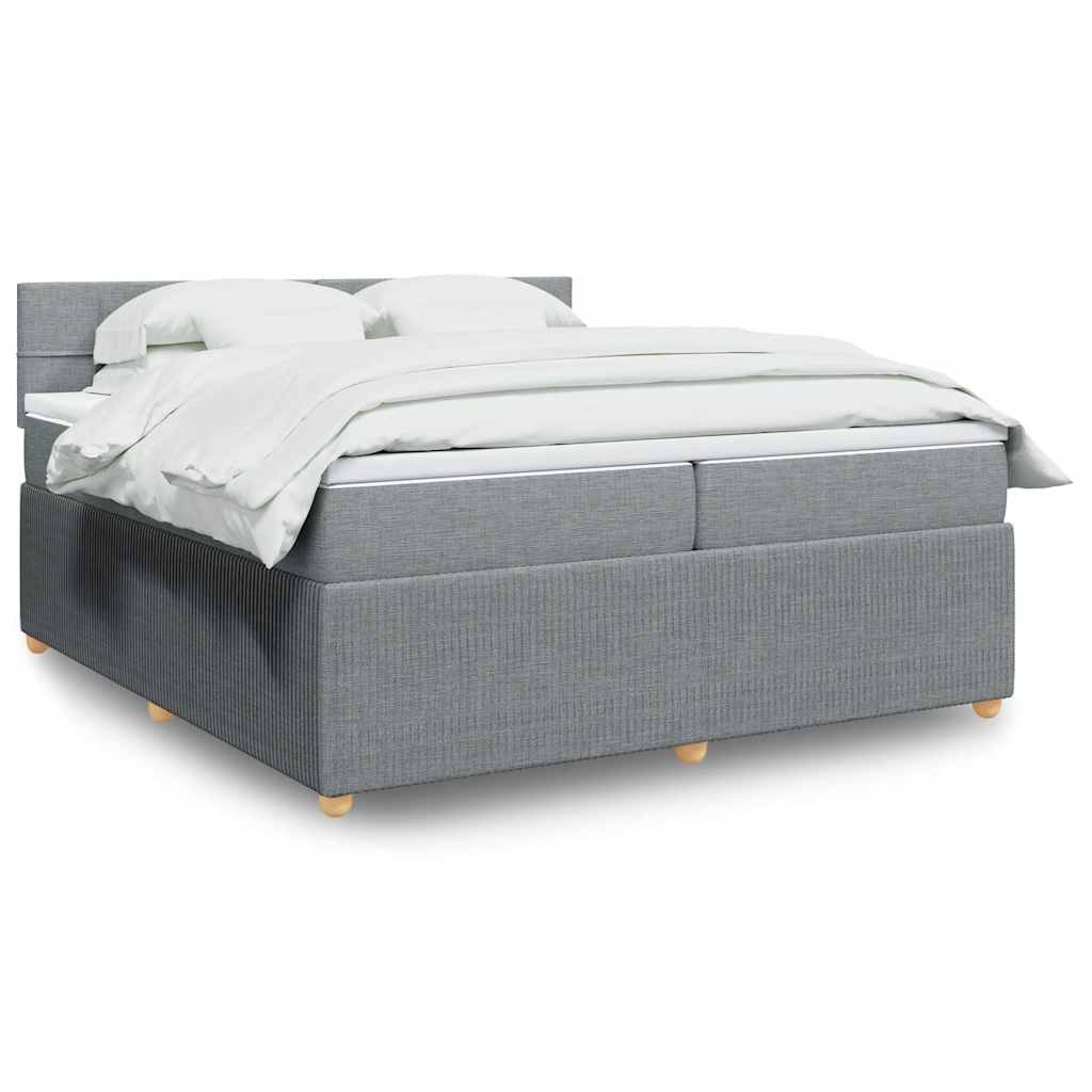 Boxspring met matras stof lichtgrijs 200x200 cm – afbeelding 1
