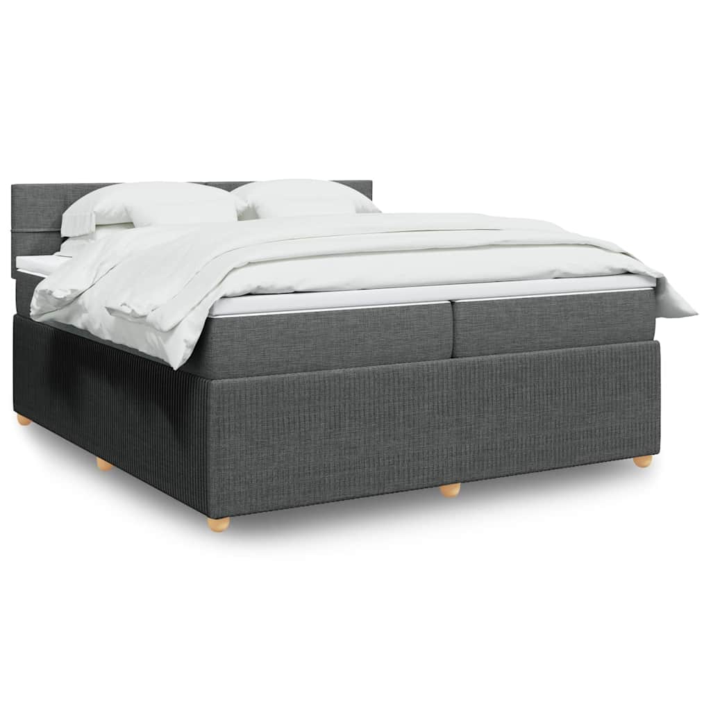 Boxspring met matras stof donkergrijs 200x200 cm – afbeelding 1