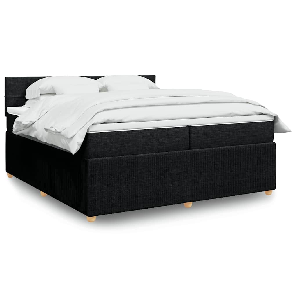 Boxspring met matras stof zwart 200x200 cm – afbeelding 1