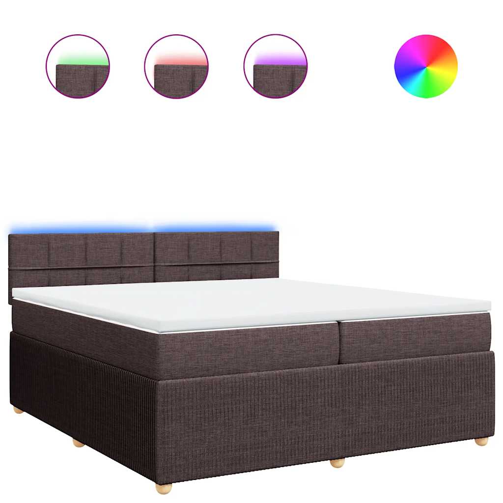 Boxspring met matras stof donkerbruin 200x200 cm – afbeelding 2