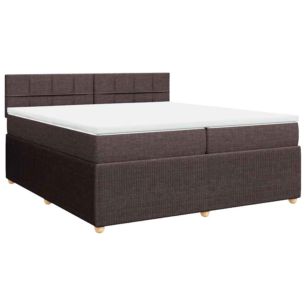 Boxspring met matras stof donkerbruin 200x200 cm – afbeelding 3
