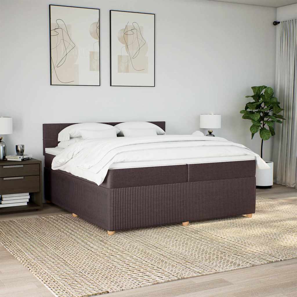 Boxspring met matras stof donkerbruin 200x200 cm – afbeelding 4