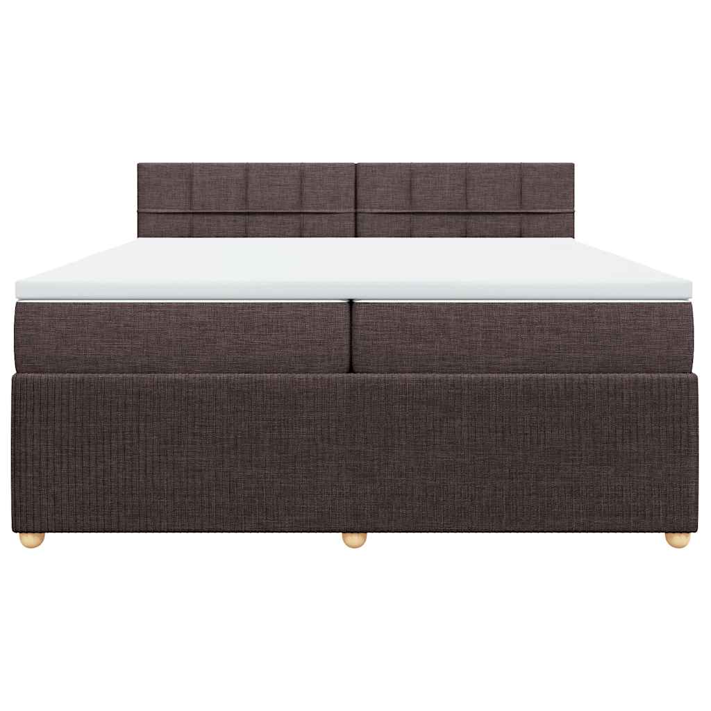 Boxspring met matras stof donkerbruin 200x200 cm – afbeelding 6