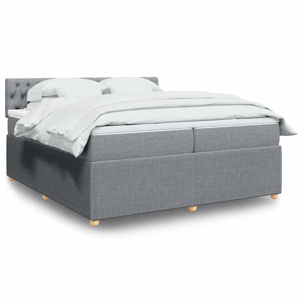 Boxspring met matras stof lichtgrijs 200x200 cm – afbeelding 1